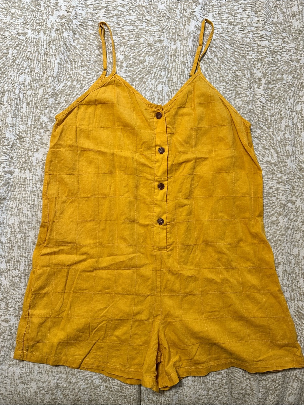 Cupshe Mustard Yellow Button-Front Romper